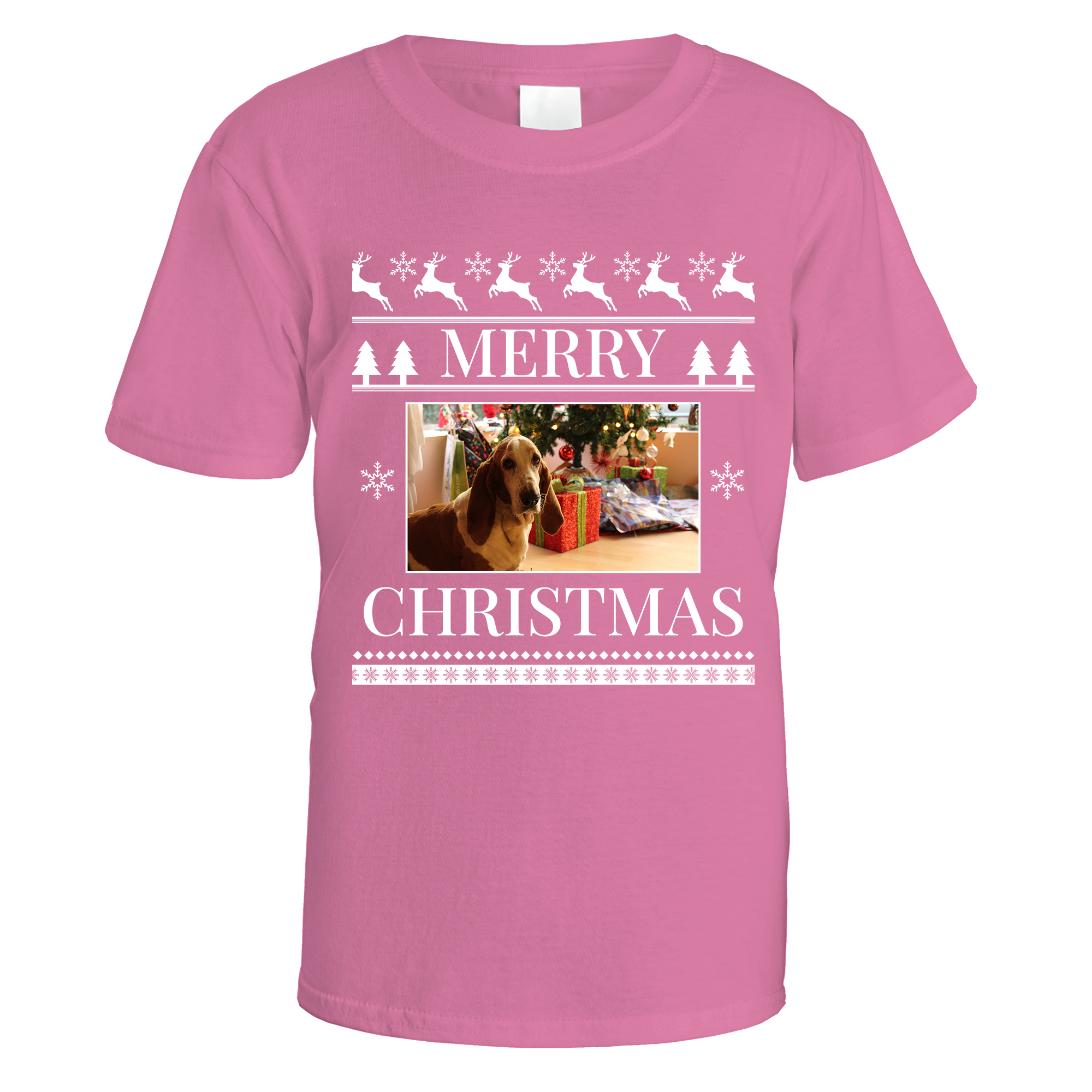 Merry Christmas Photo Patterned Personalised T-Shirt
