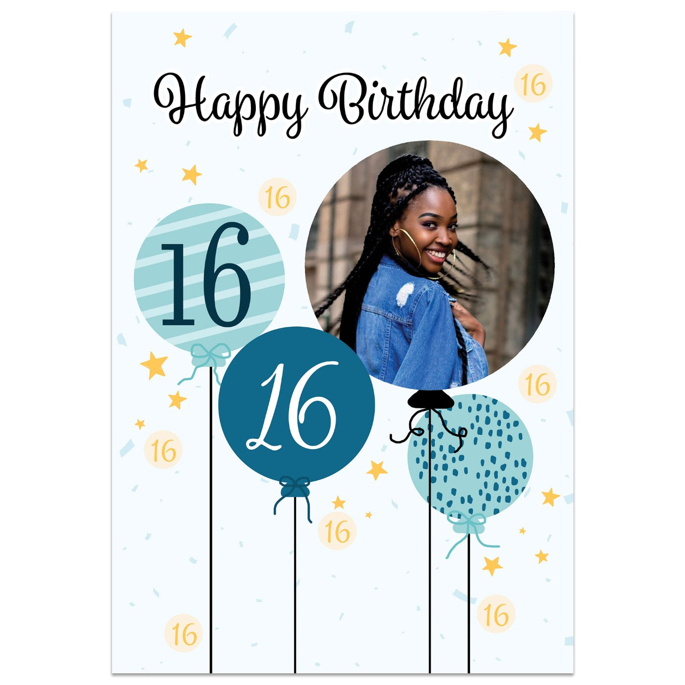 16th Birthday Balloon Photo Card