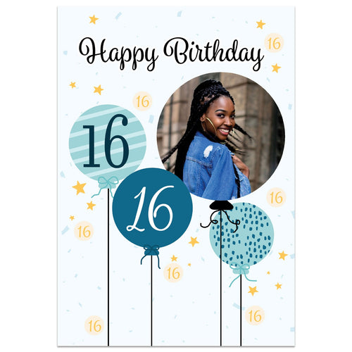 16th Birthday Balloon Photo Card