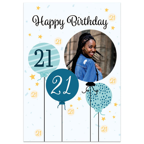 21st Birthday Balloon Photo Card
