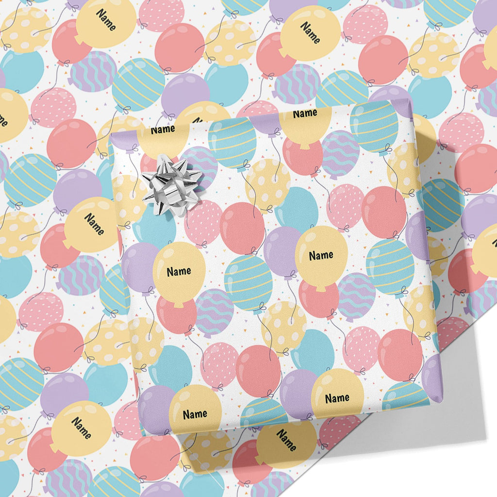 Birthday Balloons Name Wrapping Paper