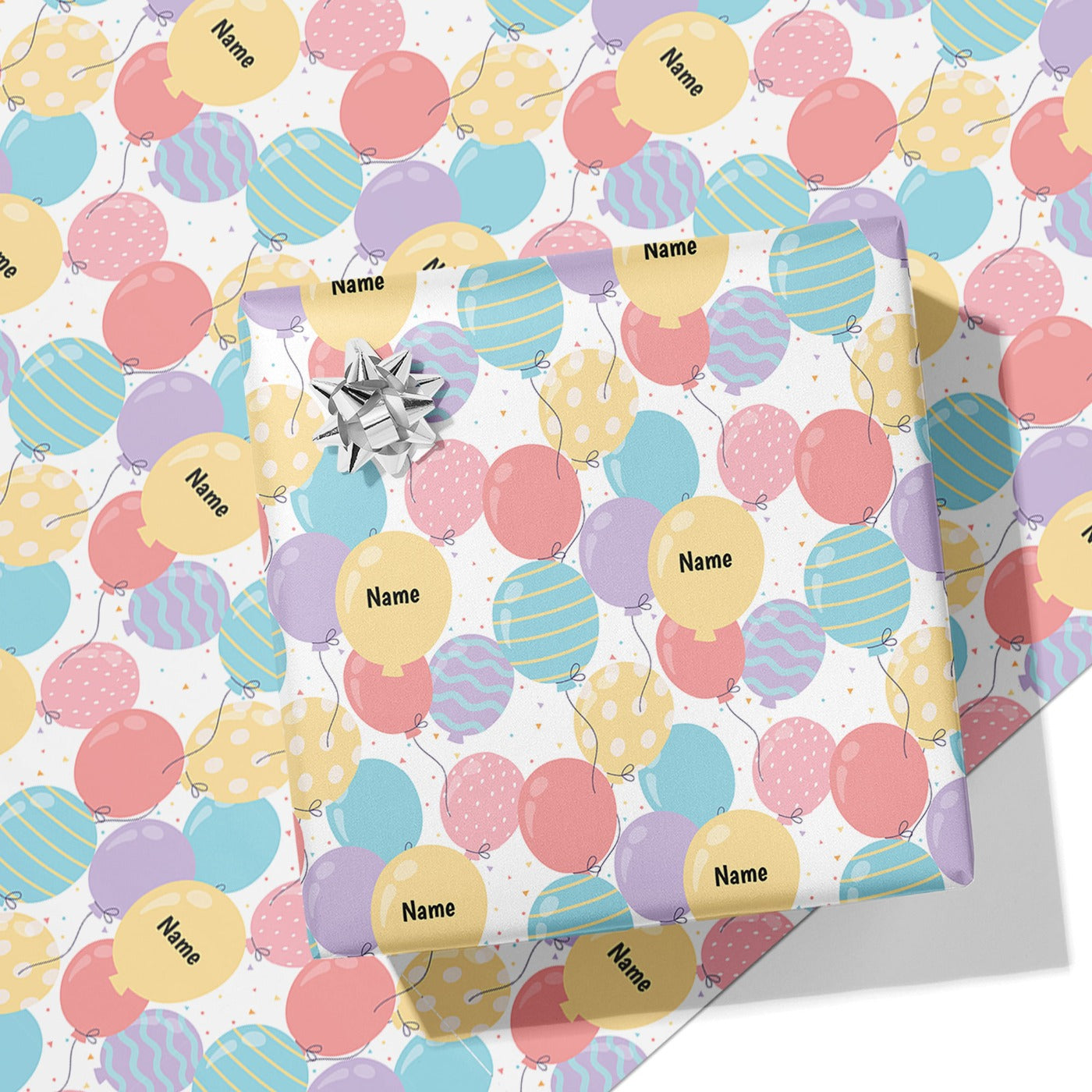 Birthday Balloons Name Wrapping Paper