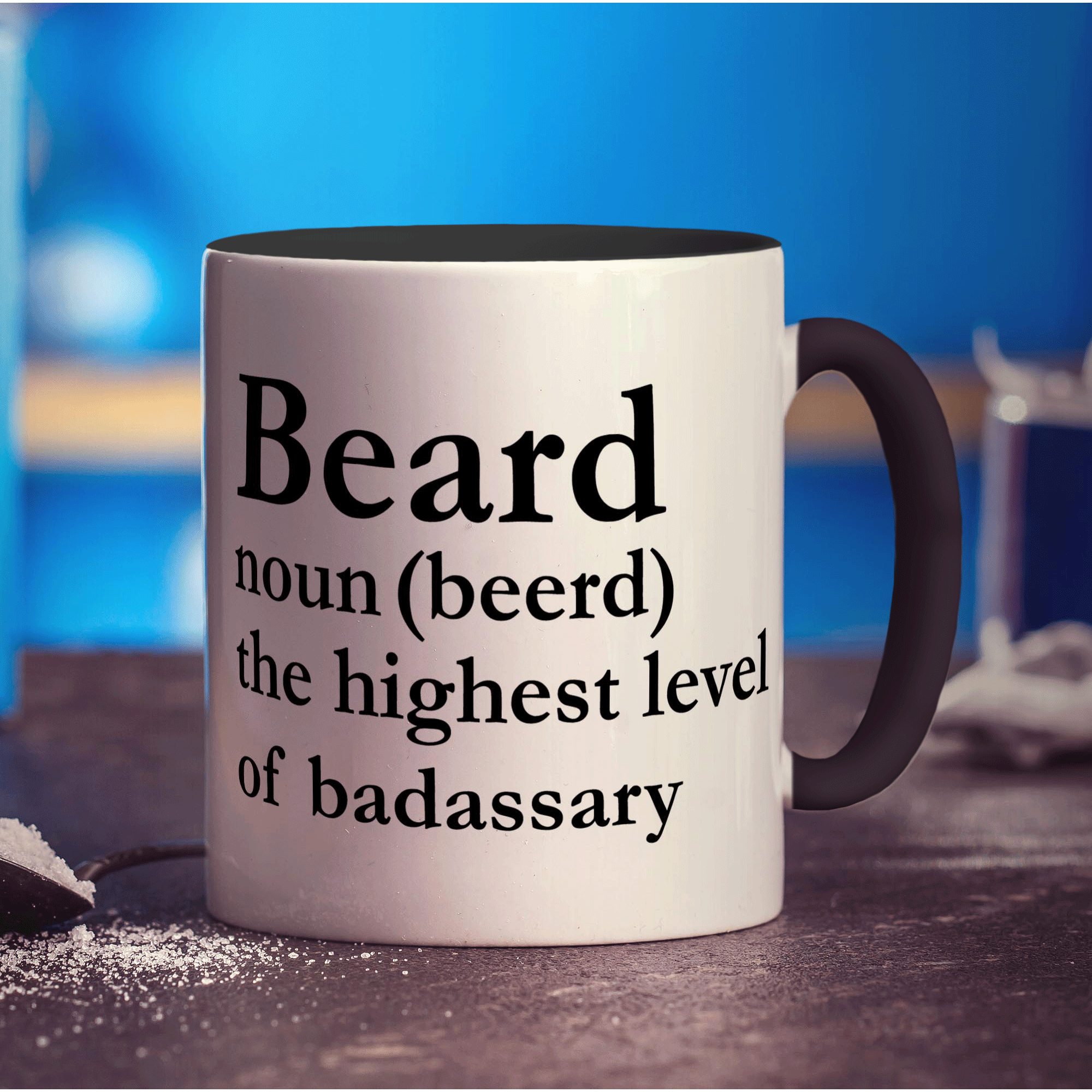 Beard Noun (Beerd) The Highest Level of Badassary Mug - Standard 330ml (11oz) / Black