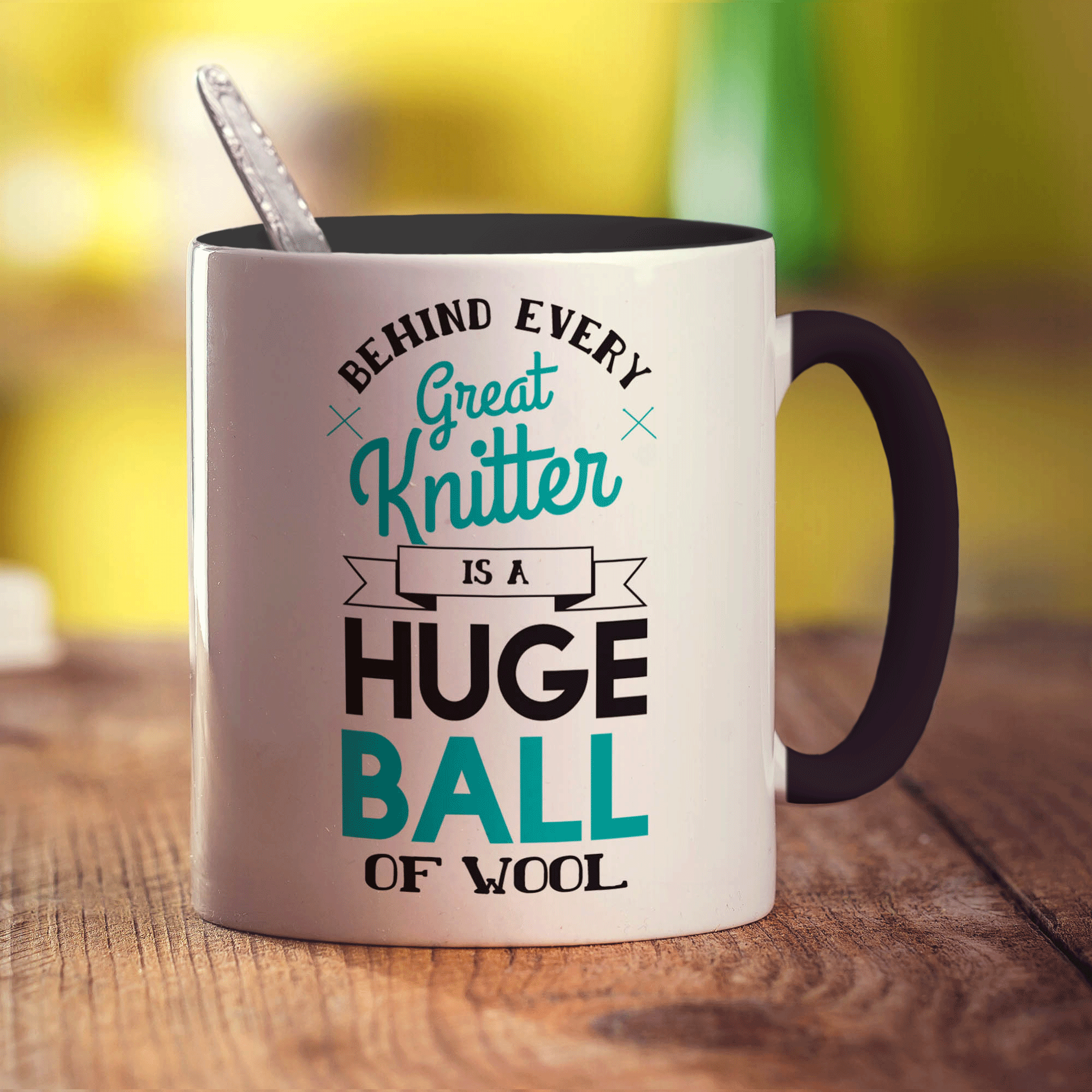 Behind Every Great Knitter is a Huge Ball of Wool Mug - Standard 330ml (11oz) / Black