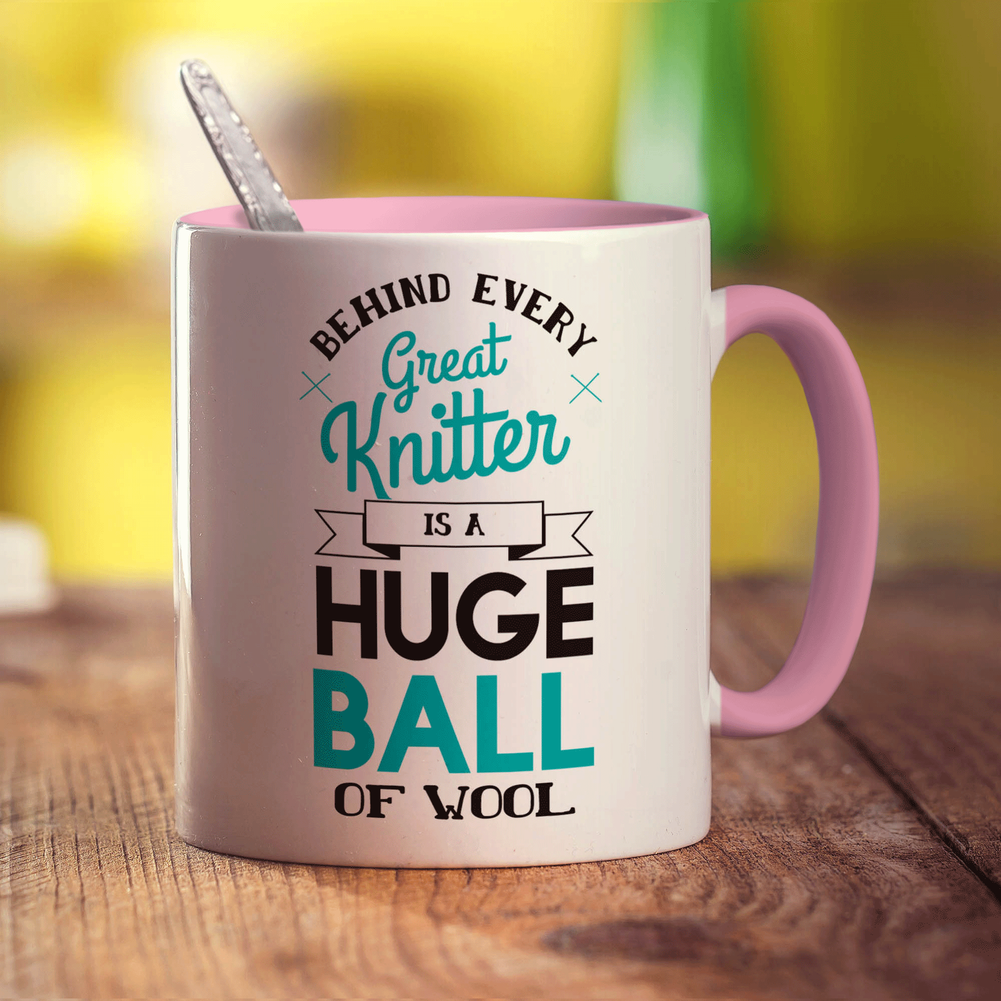 Behind Every Great Knitter is a Huge Ball of Wool Mug - Standard 330ml (11oz) / Pink
