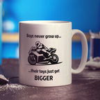 Boys Don't Grow Up, Their Toys Just Get Bigger Motorbike Mug - Standard 330ml (11oz) / White