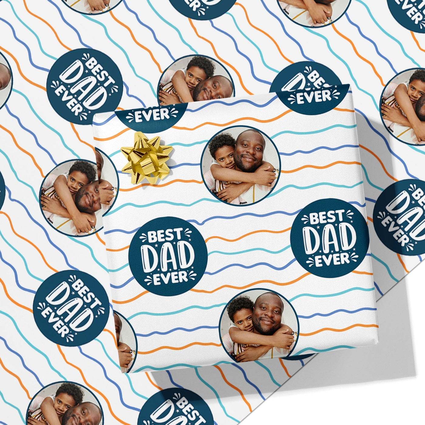 Best Dad Ever Wavy Photo Wrapping Paper