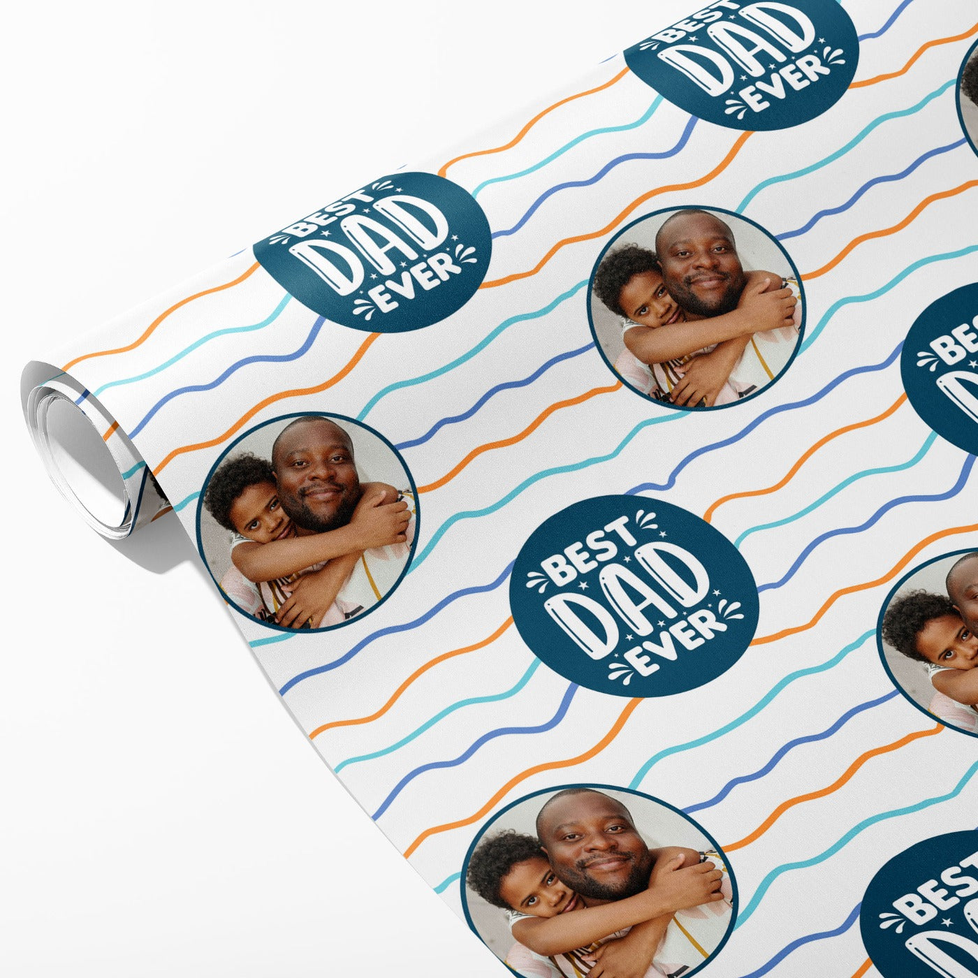 Best Dad Ever Wavy Photo Wrapping Paper