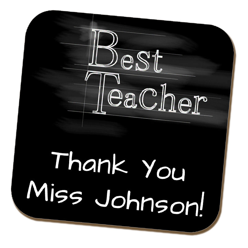 "Best Teacher" Chalkboard Style Message Coaster