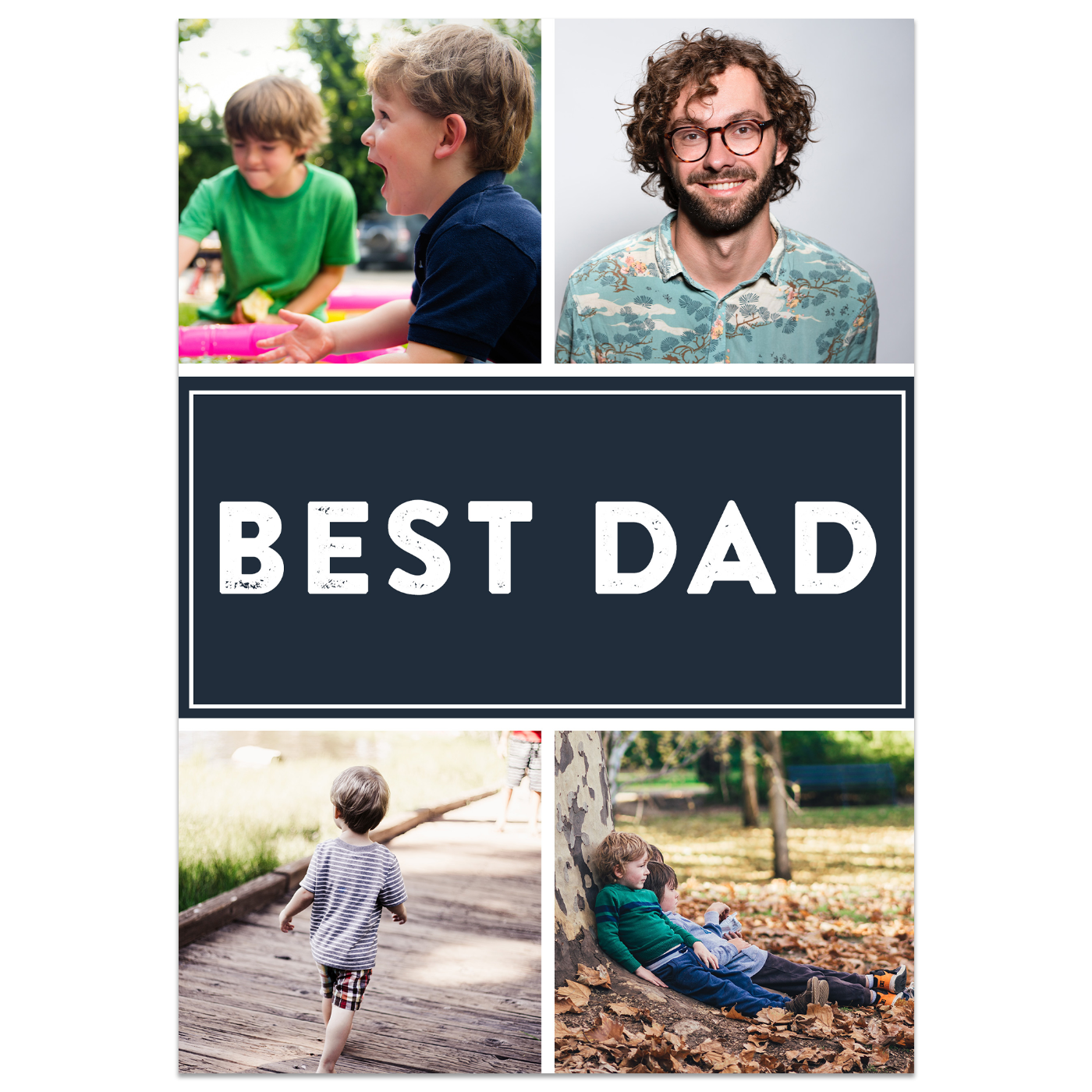 Personalised Photo Grid Best Dad Card Lying Down