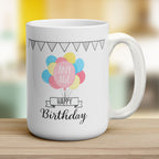 Birthday Age Balloons Mug - Jumbo 440ml (15oz) / White