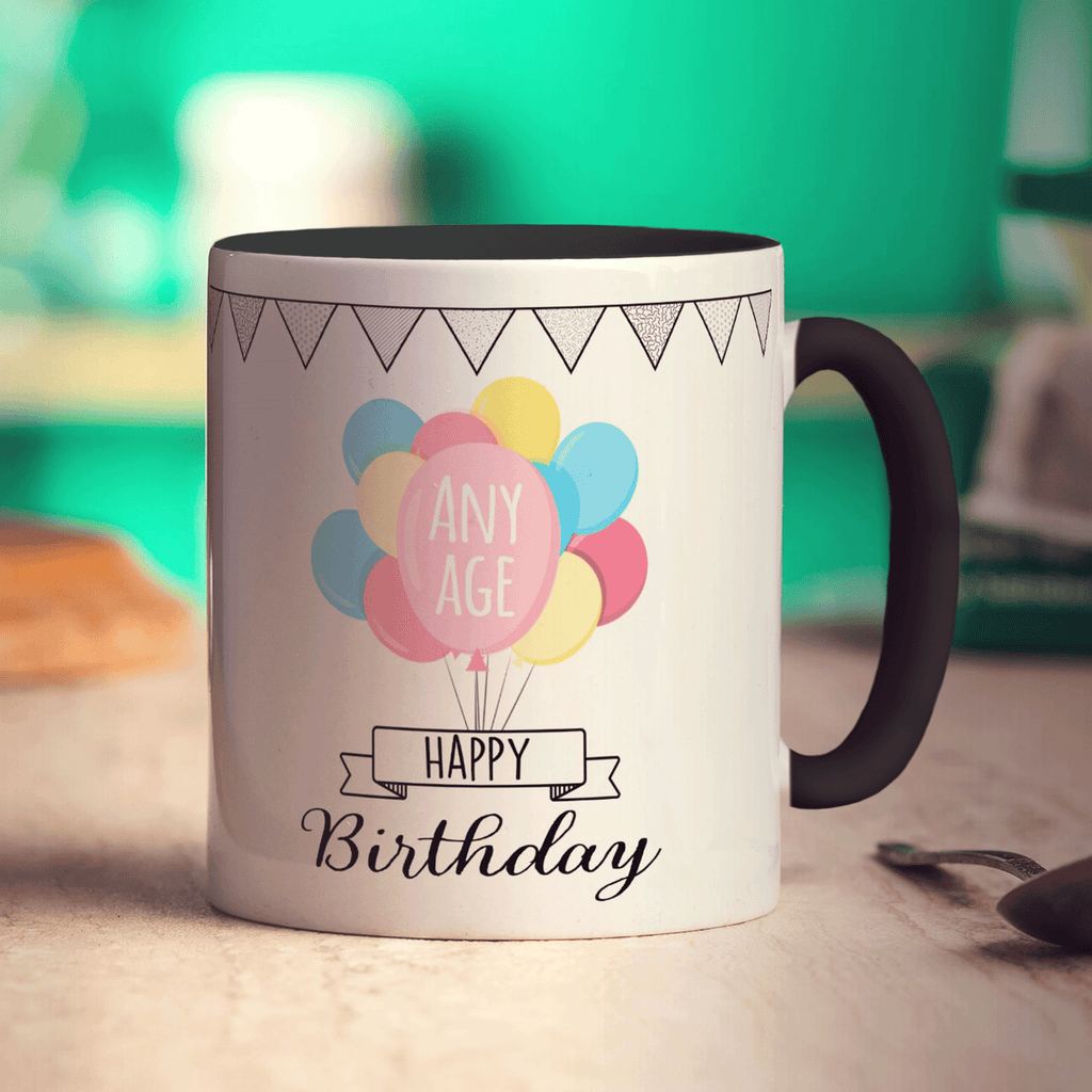 Birthday Age Balloons Mug - Standard 330ml (11oz) / Black