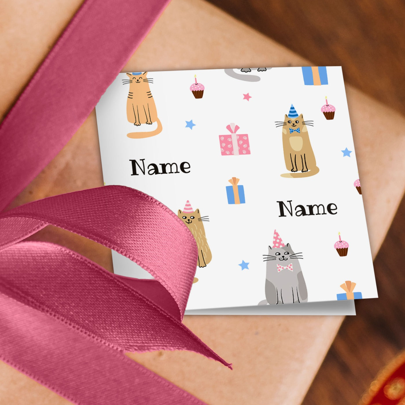 Birthday Cats Name Wrapping Paper