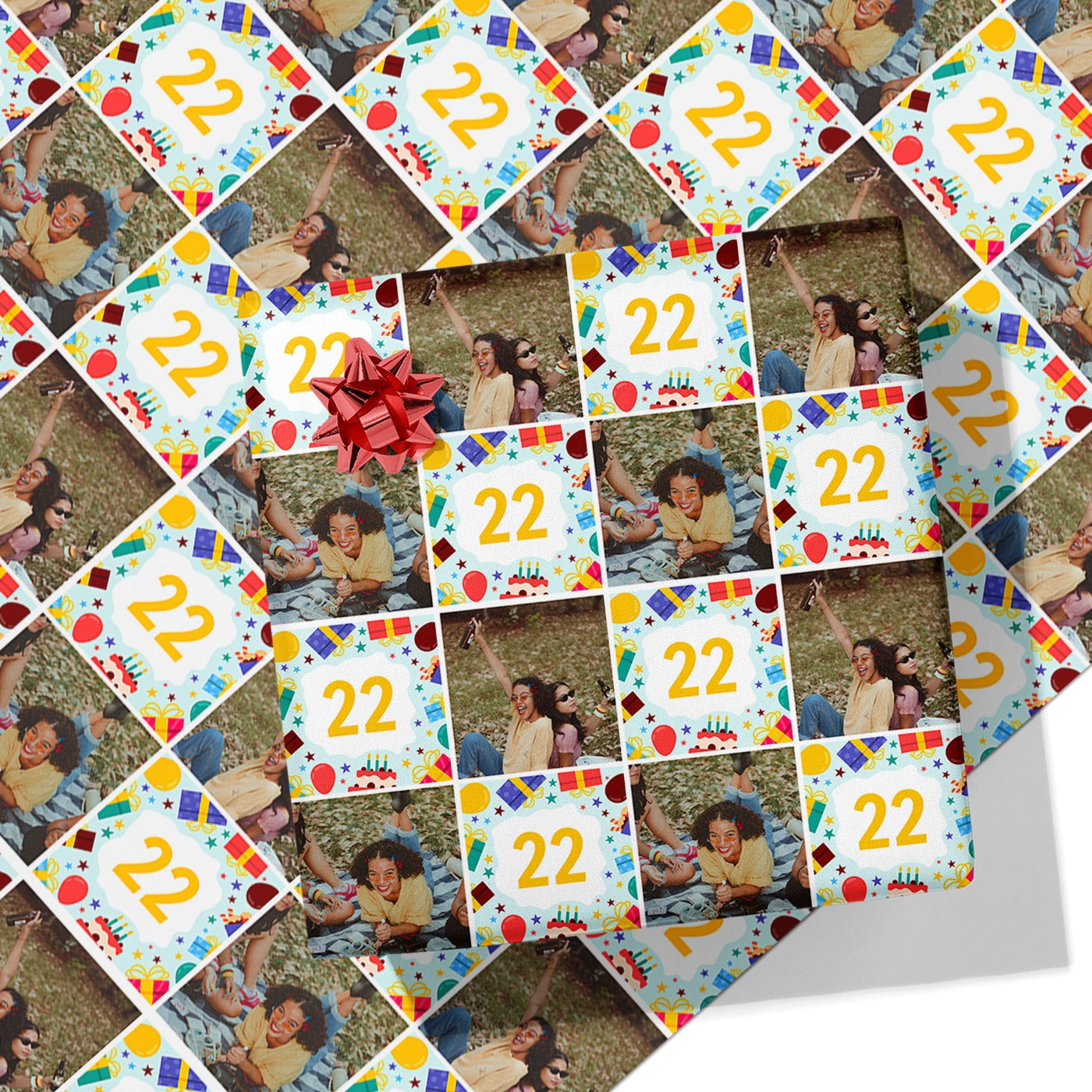 Birthday Celebration Photo Wrapping Paper - Add Any Age