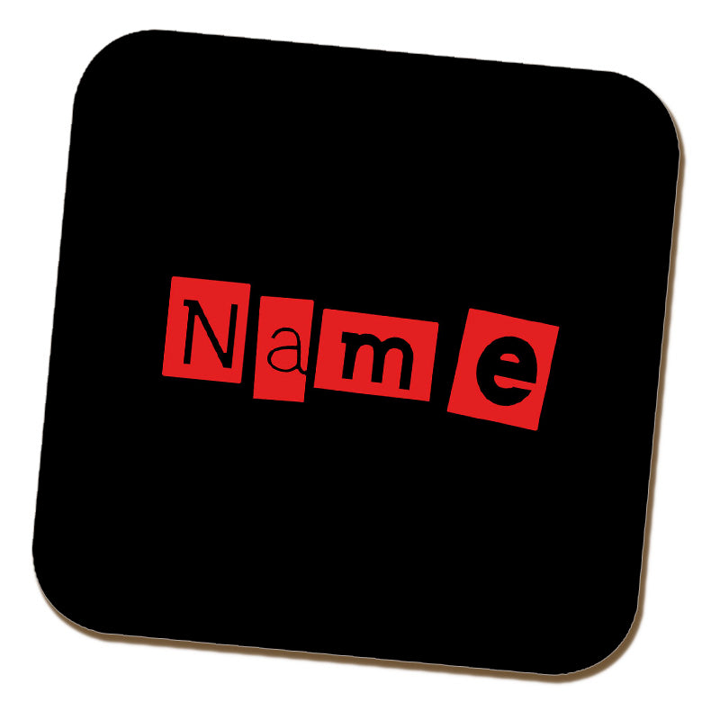 Black and Red Name Coaster