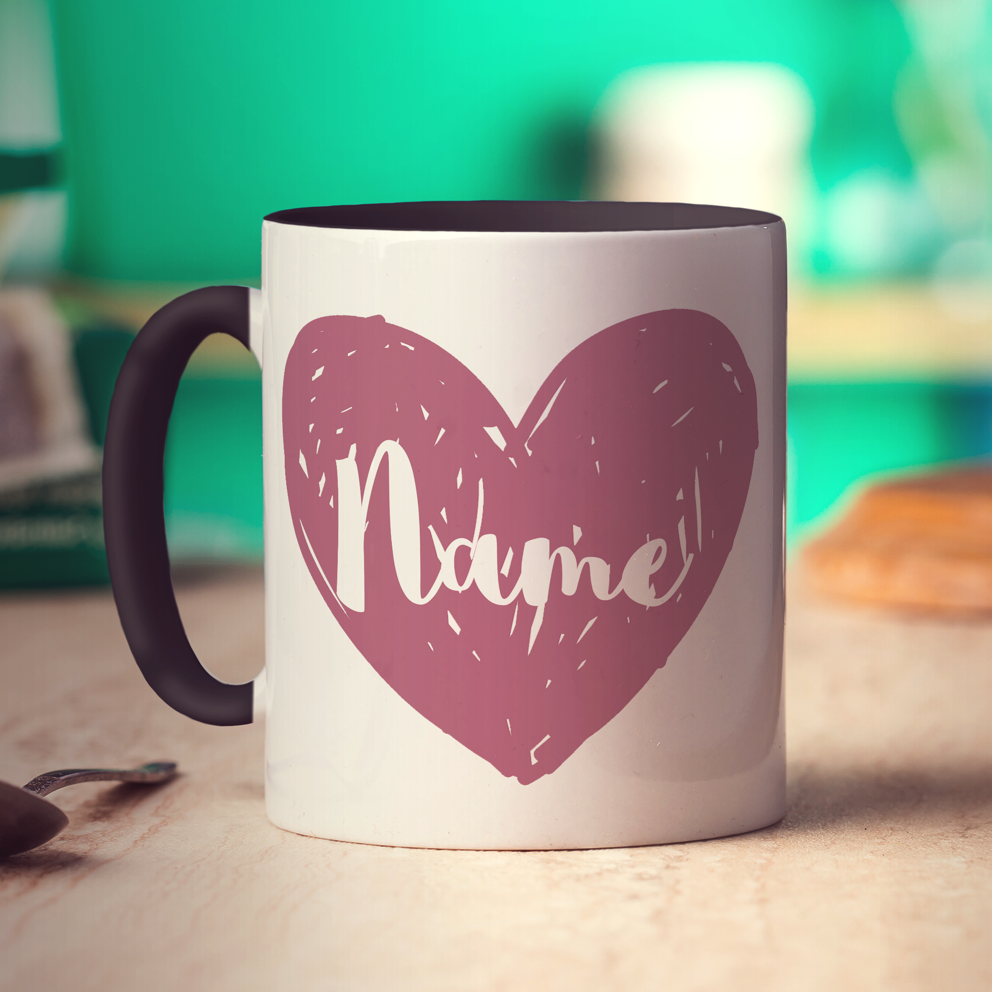 Bridesmaid Heart Name Mug - Standard 330ml (11oz) / Black