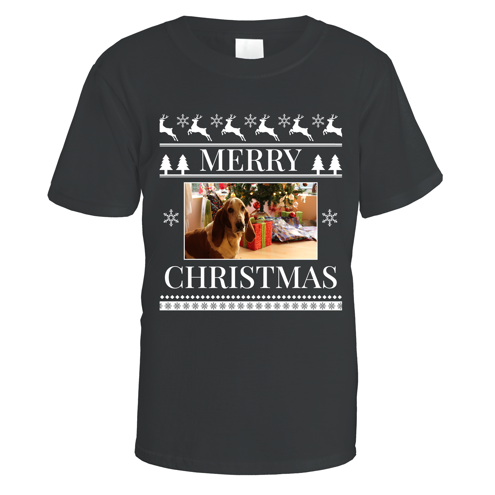 Merry Christmas Photo Patterned Personalised T-Shirt