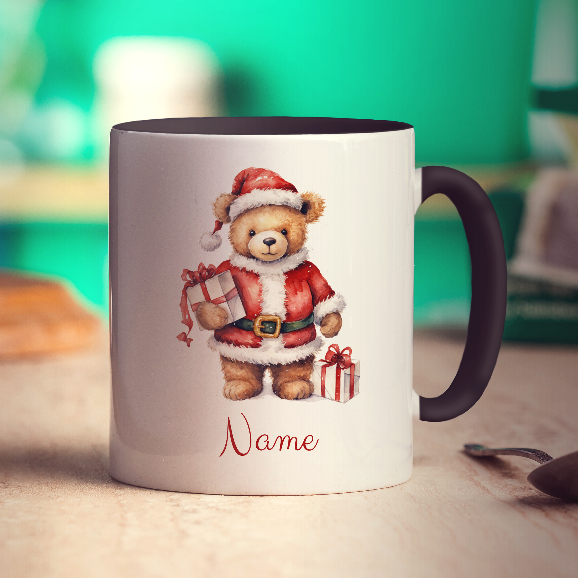 Christmas Teddy Bear Name Mug
