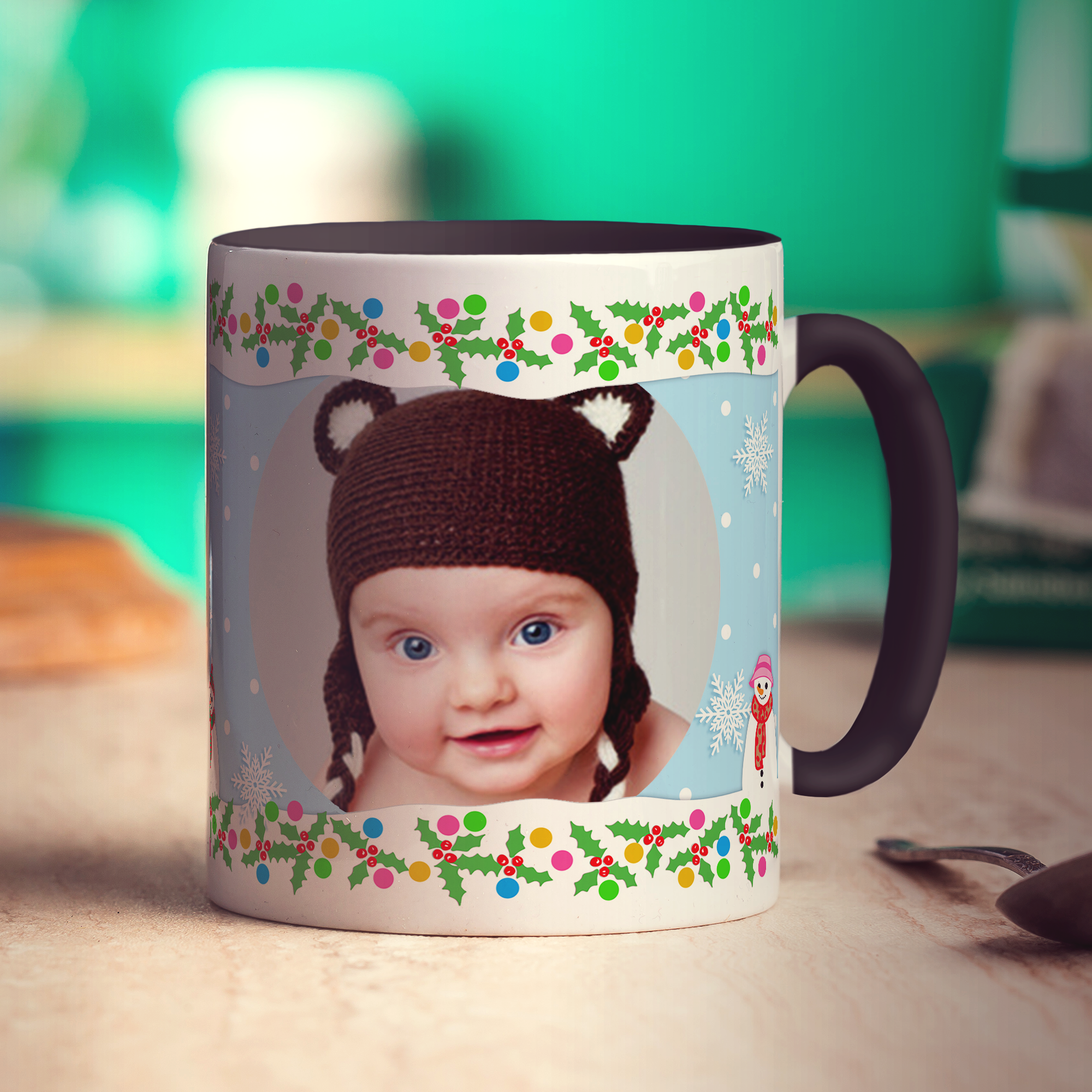 Snowmen Personalised Photo Mug - Standard 330ml (11oz) / Black