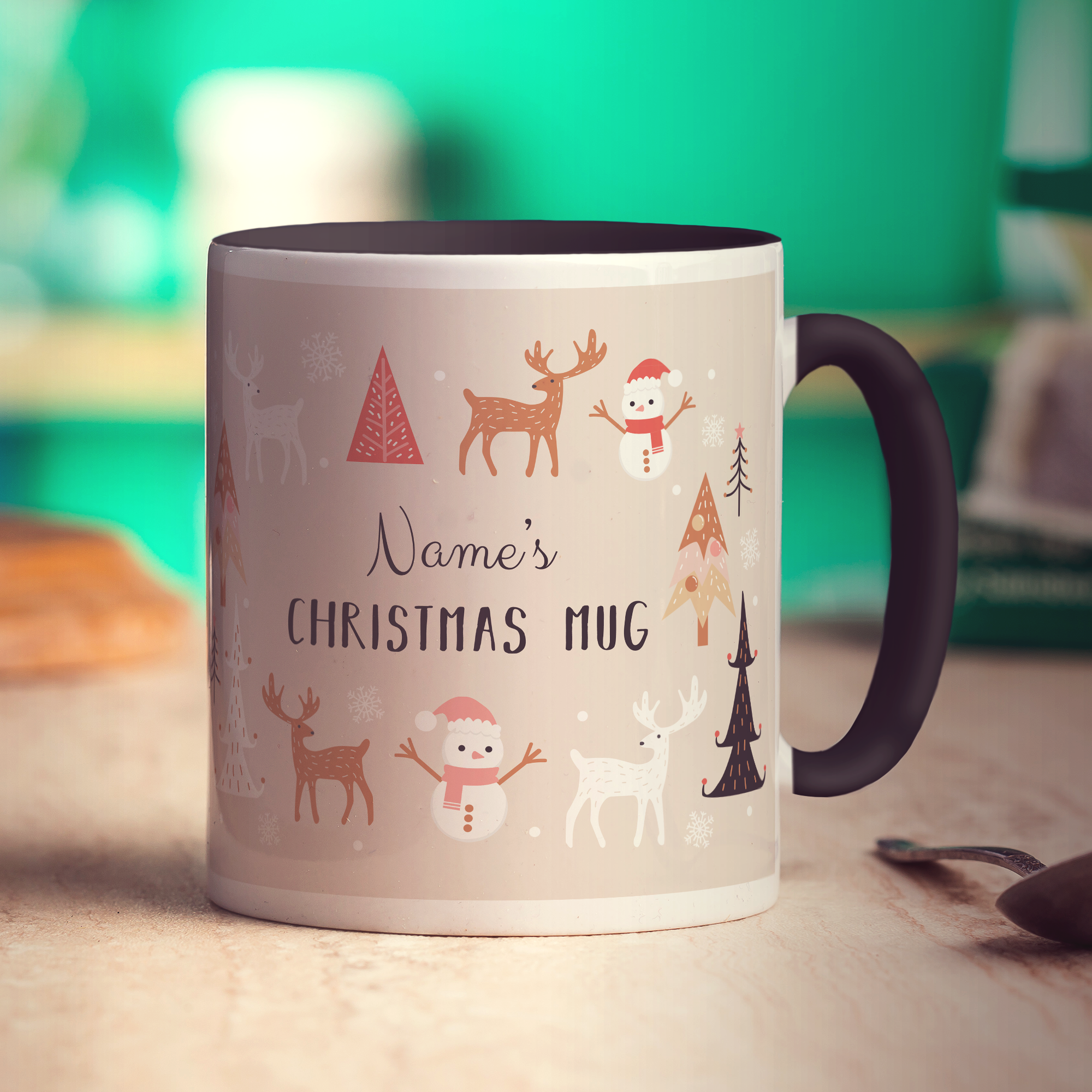 Neutral Christmas Theme Name Mug