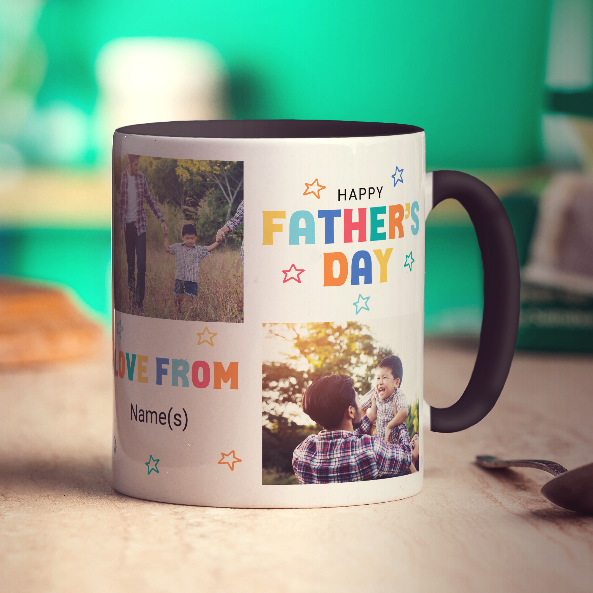 Colourful Happy Father's Day Photo and Text Mug