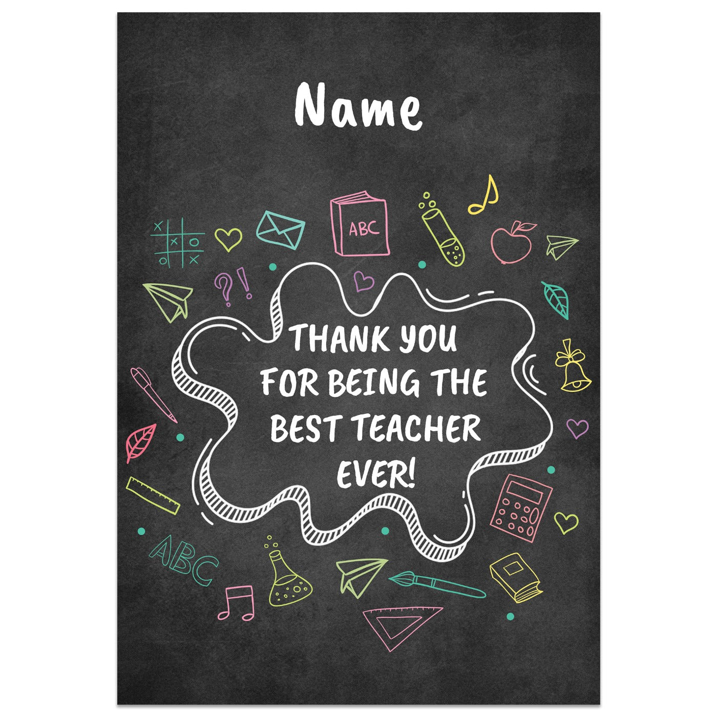 Thank You for Being the Best Teacher Ever Blackboard Card
