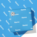 Block Blue Name Wrapping Paper
