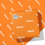 Block Orange Name Wrapping Paper