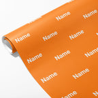 Block Orange Name Wrapping Paper