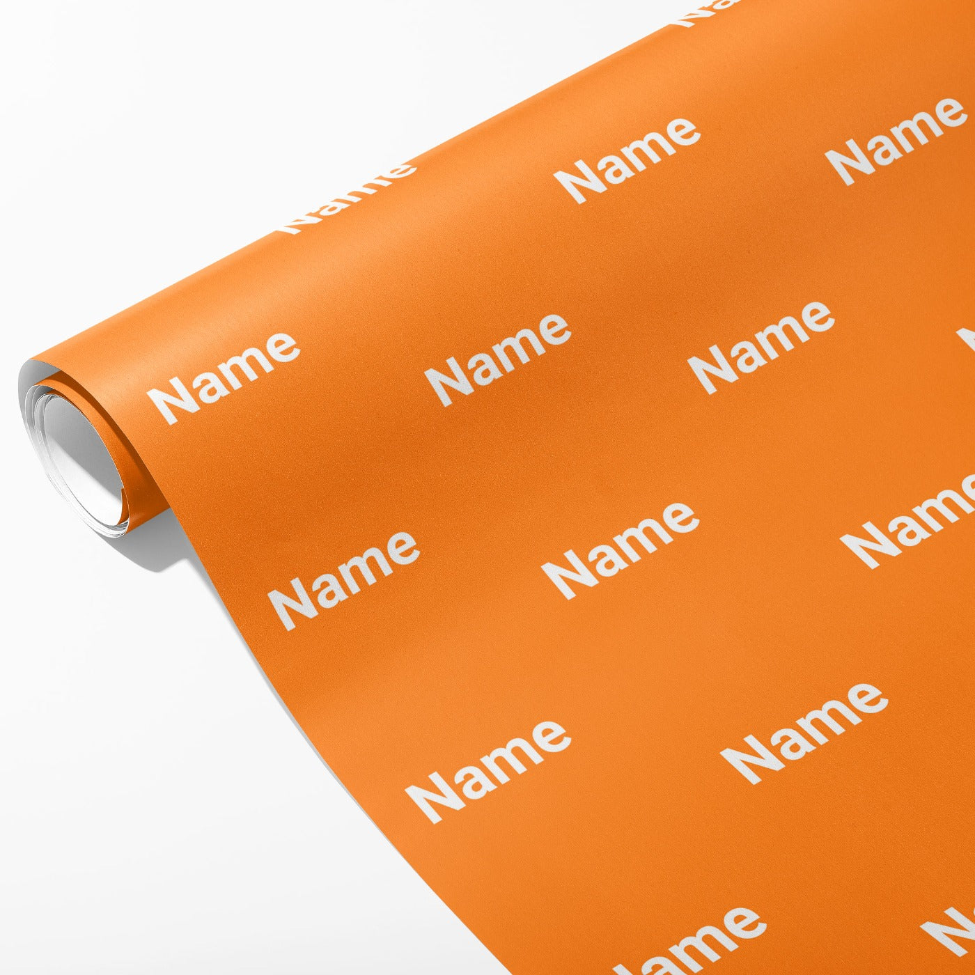 Block Orange Name Wrapping Paper