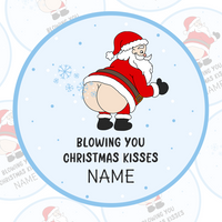 Blowing You Christmas Kisses Name Stickers
