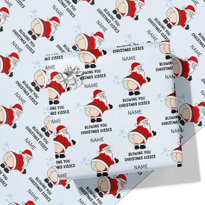 Blowing You Christmas Kisses Name Wrapping Paper