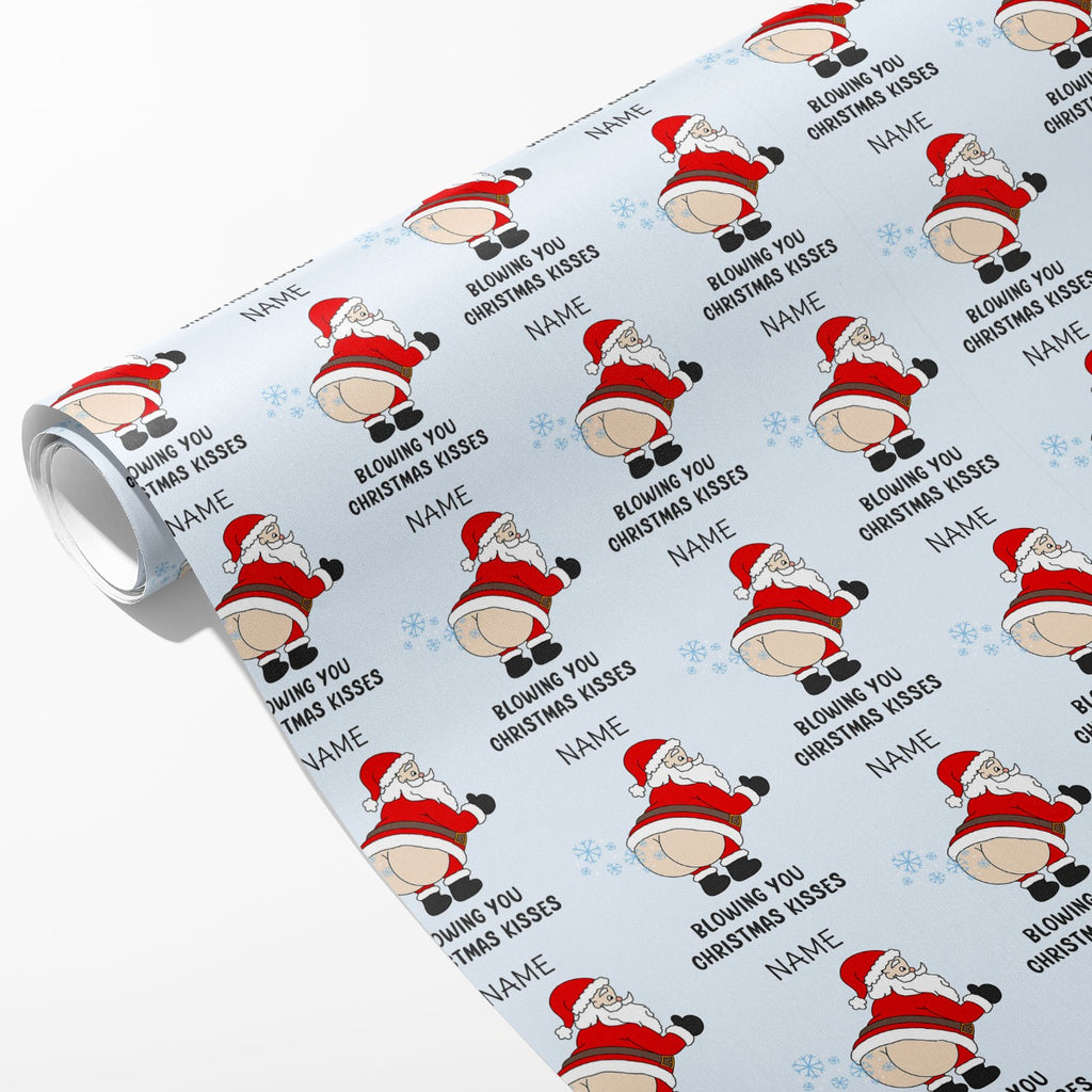 Blowing You Christmas Kisses Name Wrapping Paper