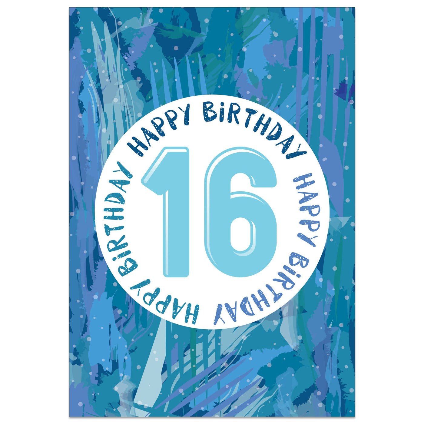 Blue Abstract 16th Birthday Card