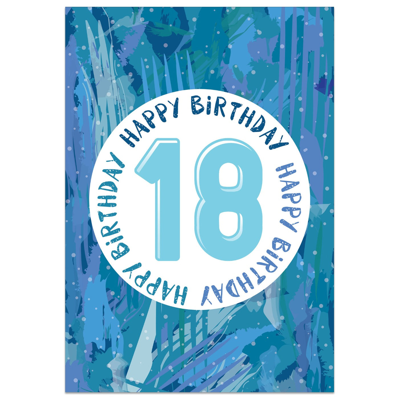 Blue Abstract 18th Birthday Card