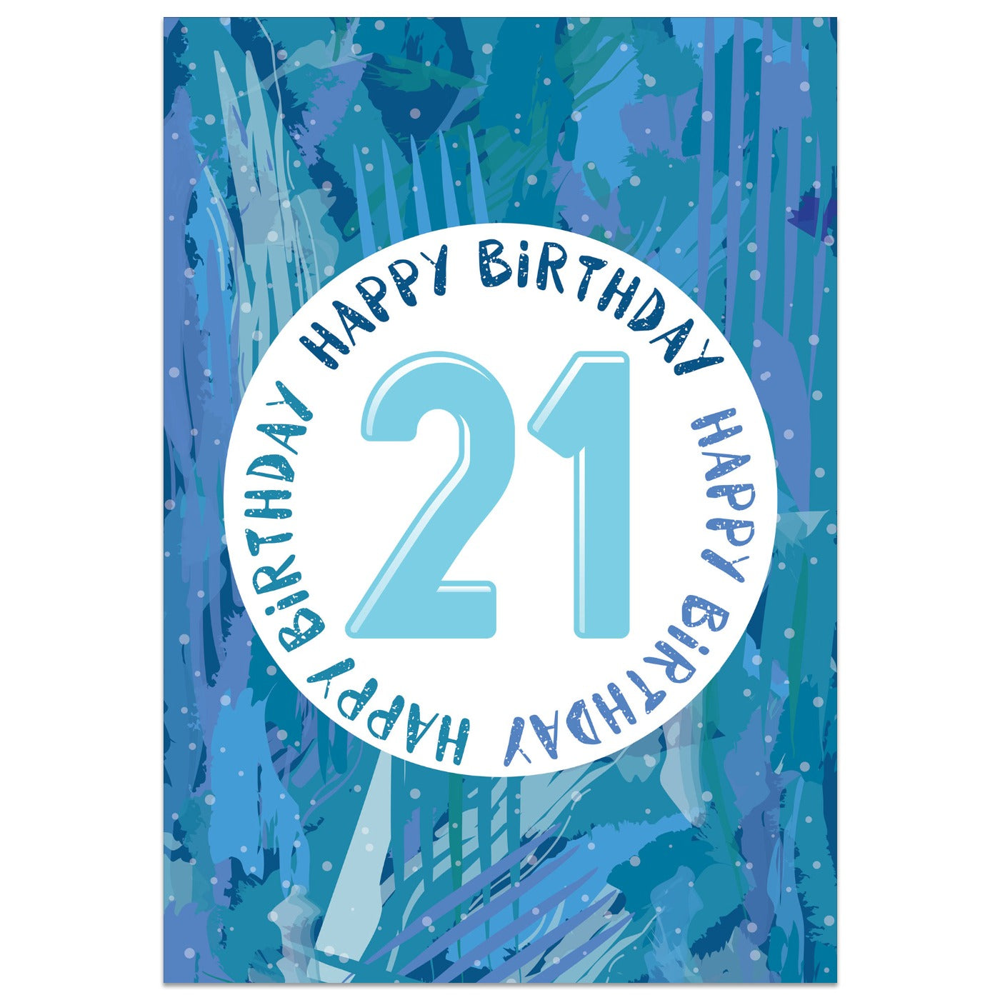 Blue Abstract 21st Birthday Card