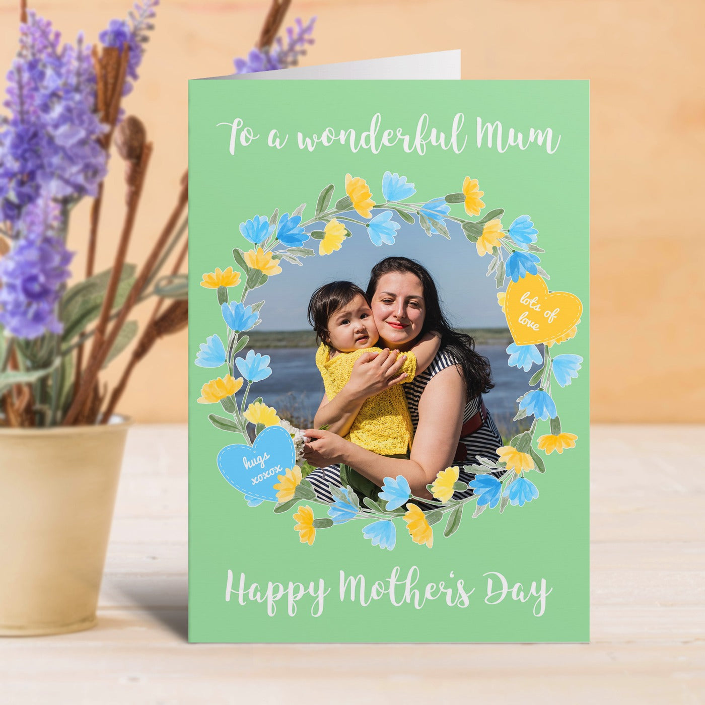 Wonderful Mum with Flowers Photo Mother's Day Card