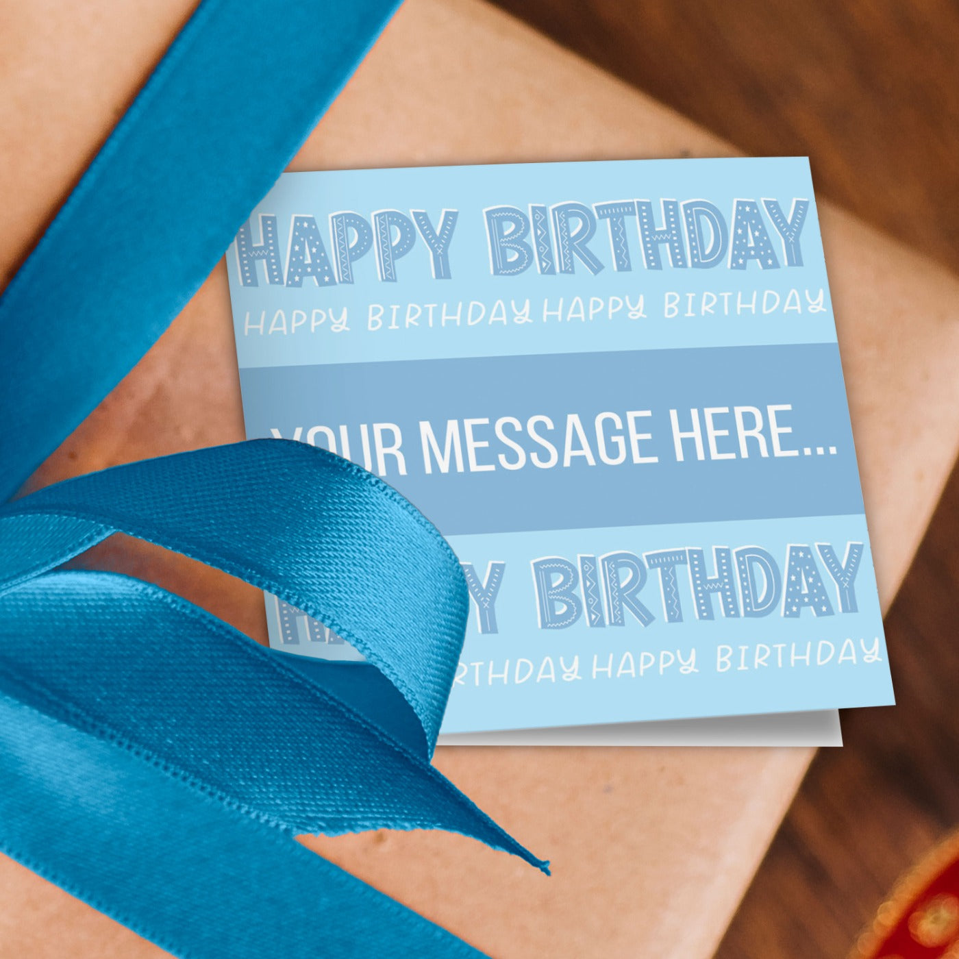 Blue Happy Birthday Message Wrapping Paper