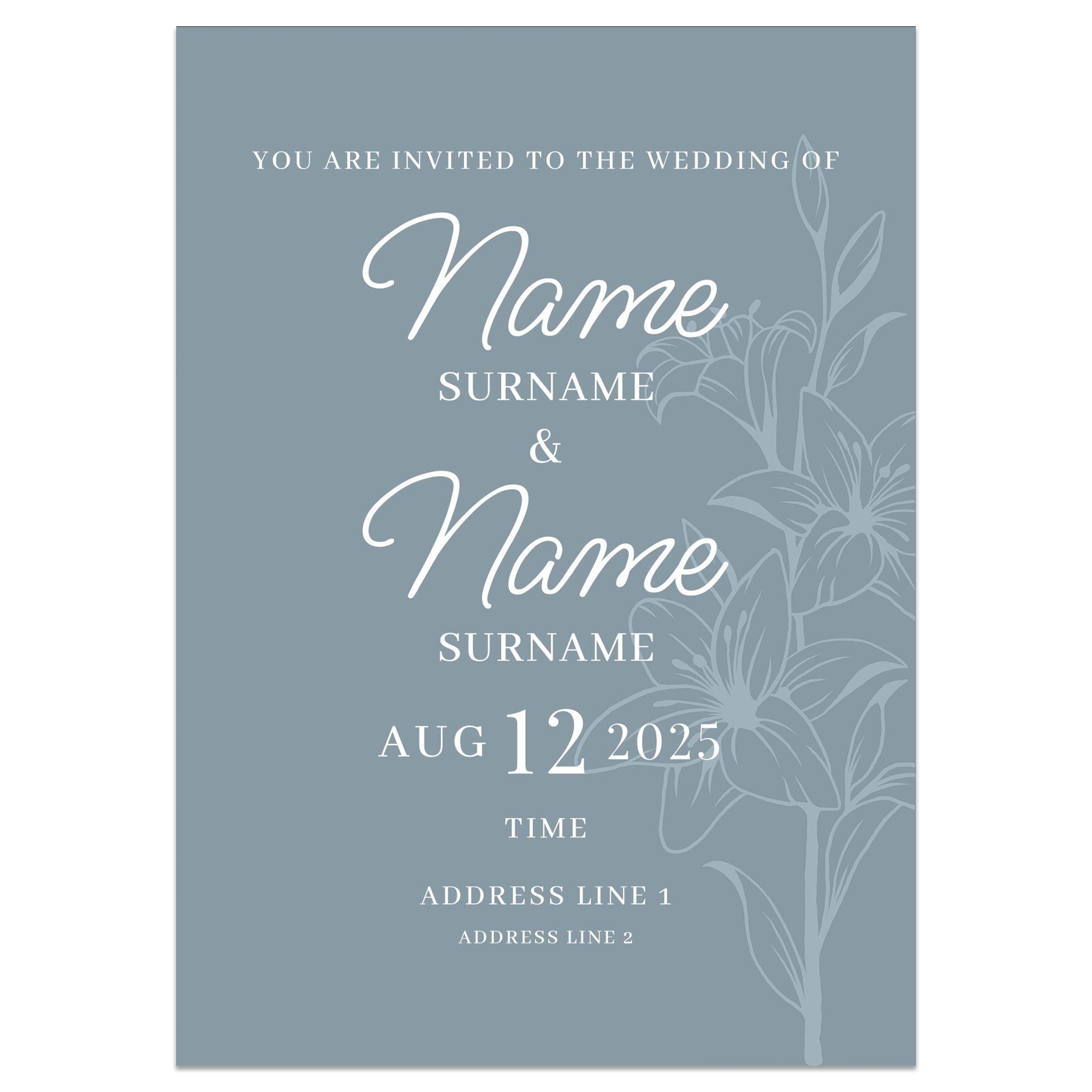 Blue Lilies Wedding Invitations