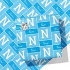 Blue Colour Name and Initial Wrapping Paper