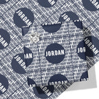Blue Repeat Happy Birthday Name Wrapping Paper