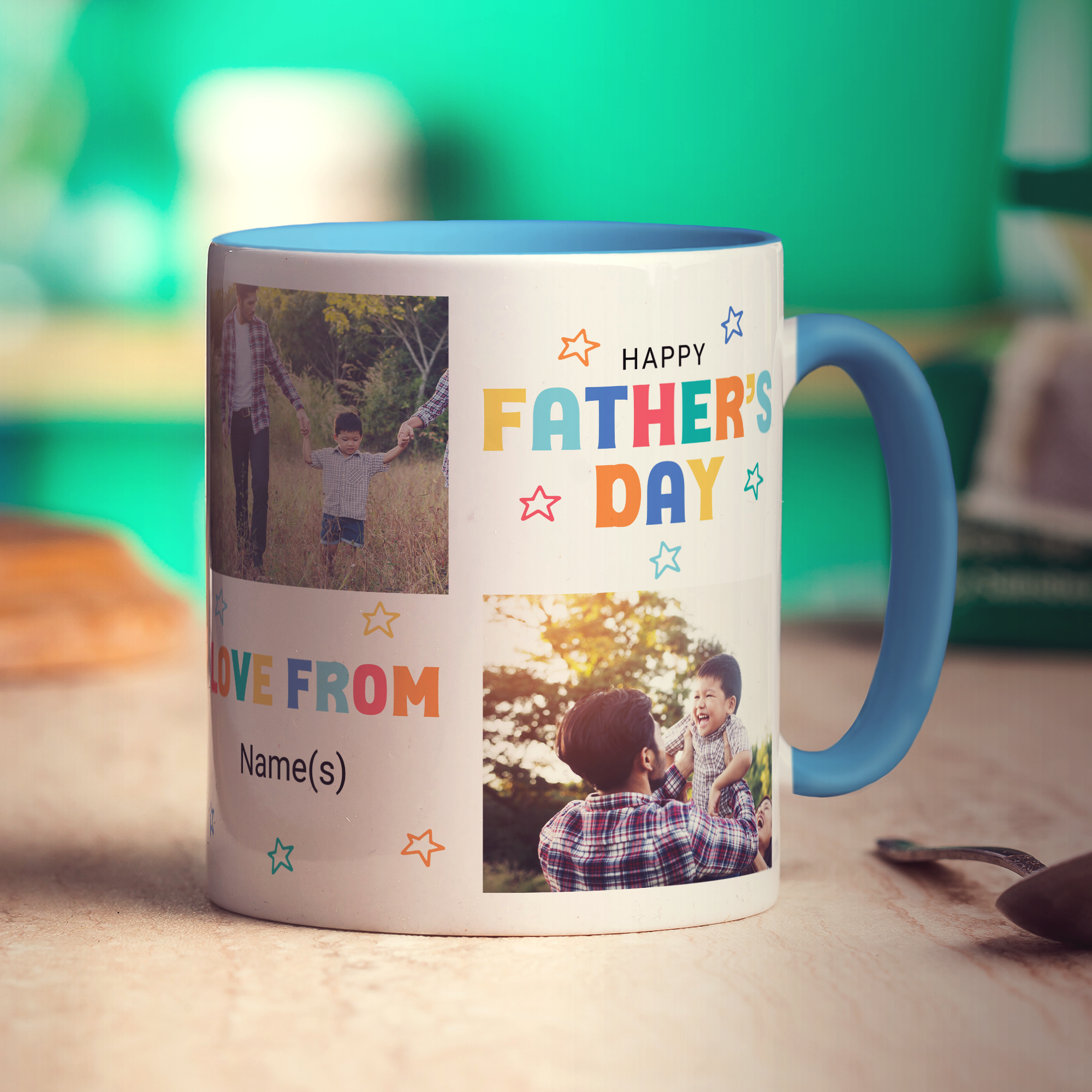 Colourful Happy Father's Day Photo and Text Mug