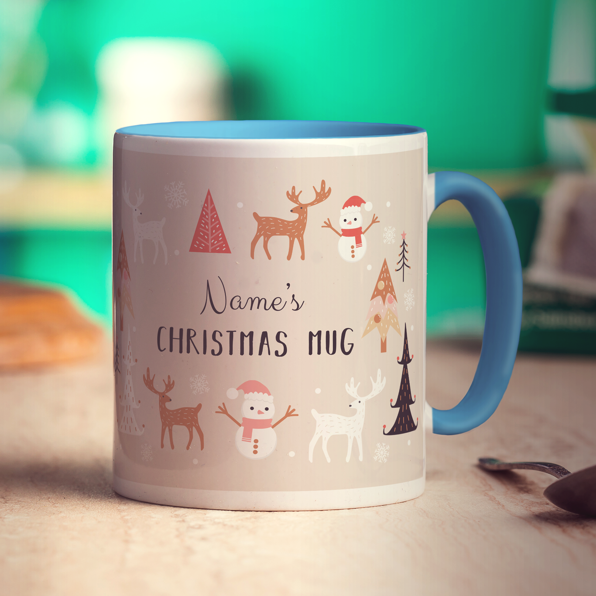 Neutral Christmas Theme Name Mug