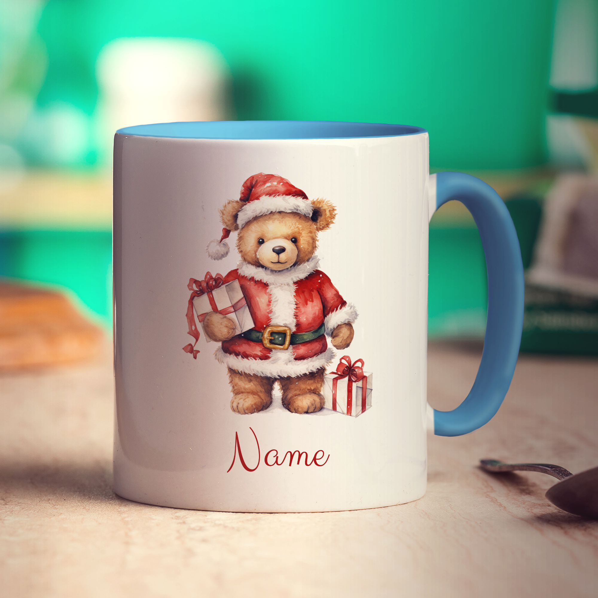 Christmas Teddy Bear Name Mug