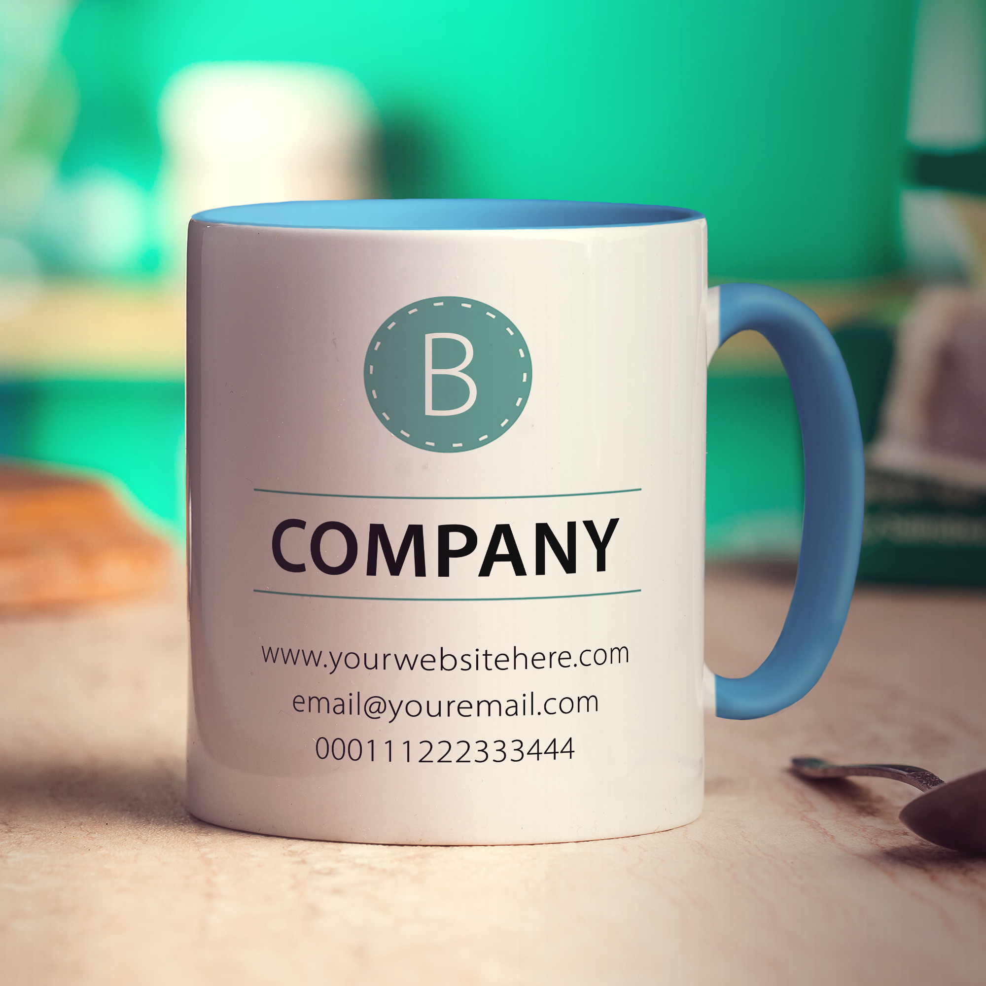 Promotional Mug with Teal Stamp