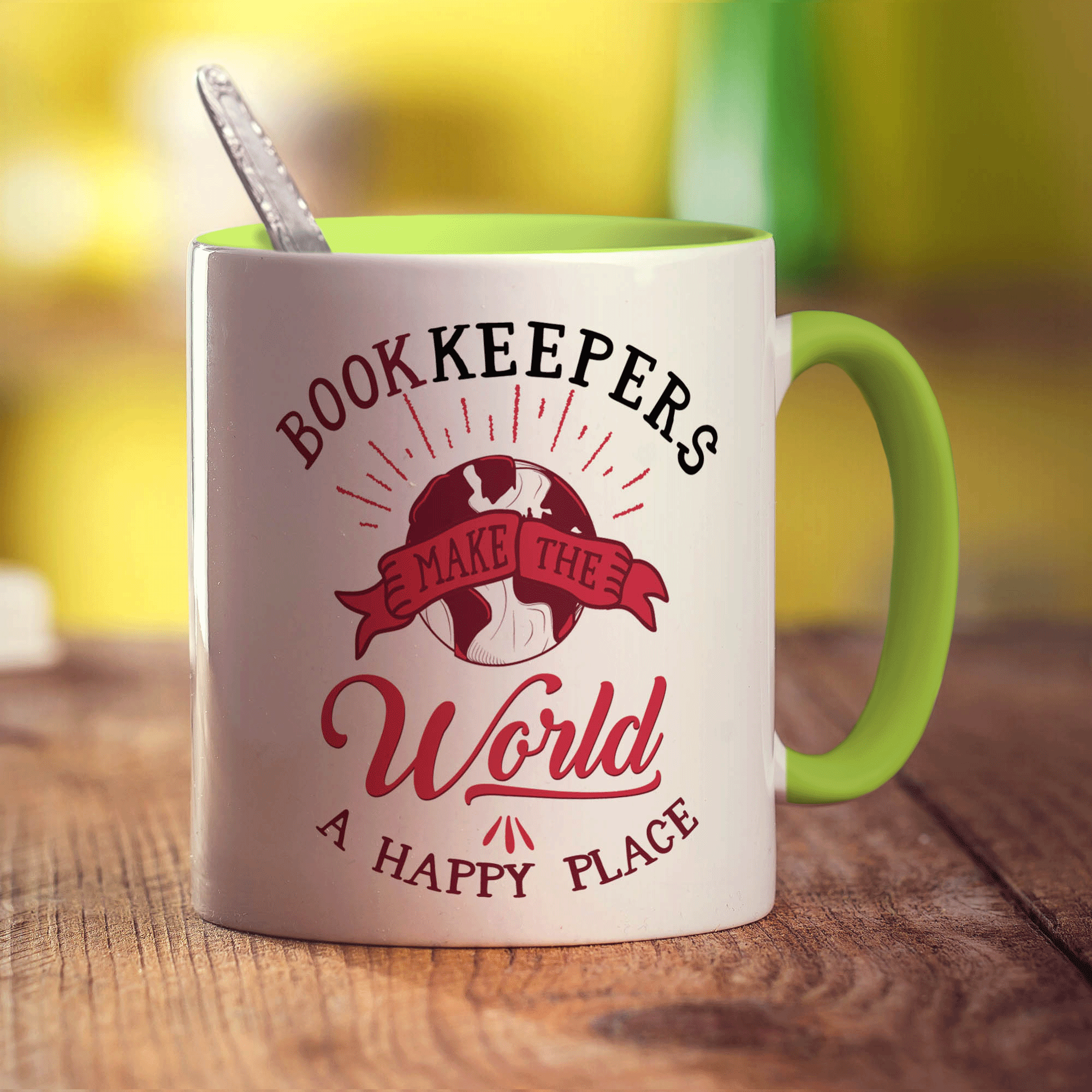 Bookkeepers Make the World a Happy Place Mug - Standard 330ml (11oz) / Green