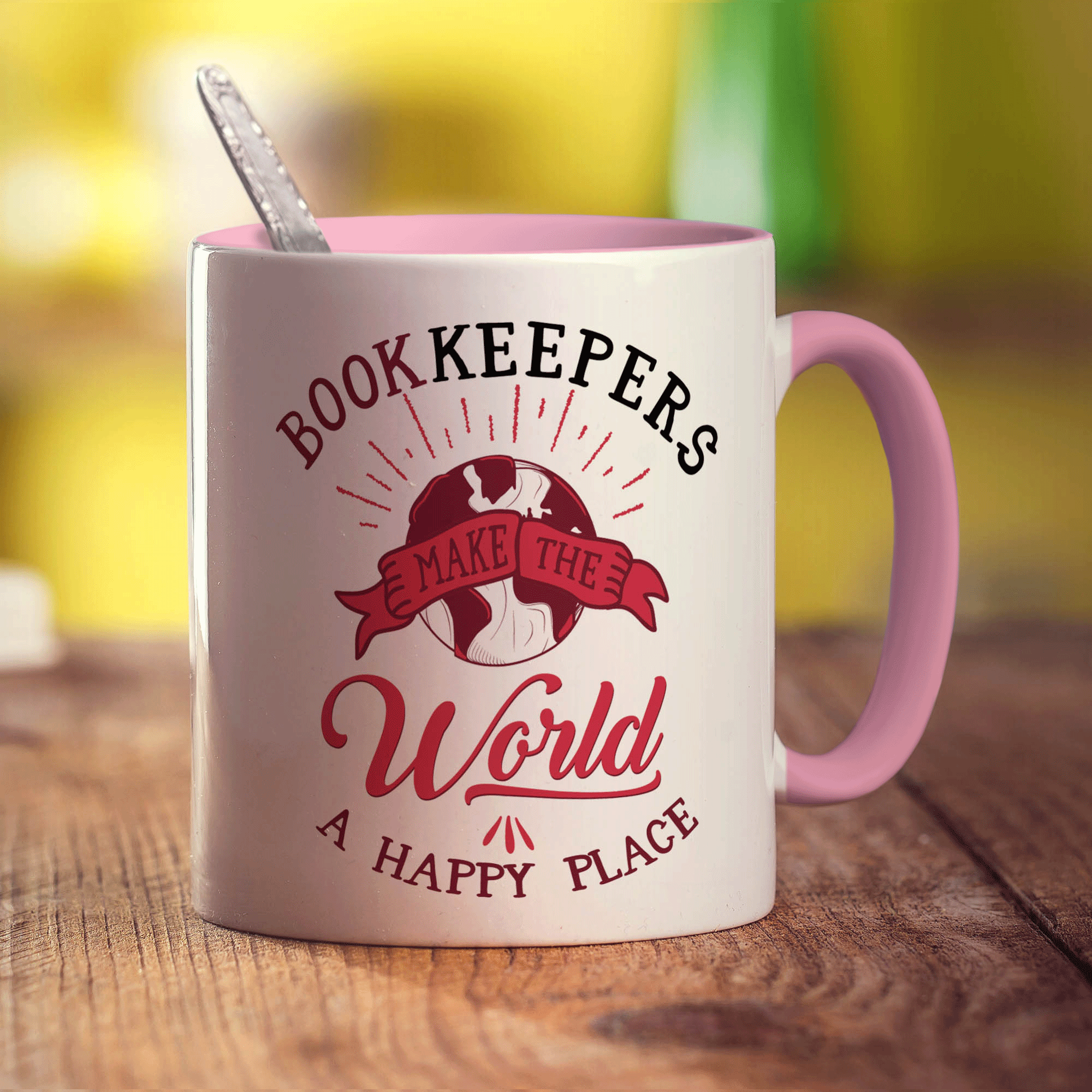 Bookkeepers Make the World a Happy Place Mug - Standard 330ml (11oz) / Pink