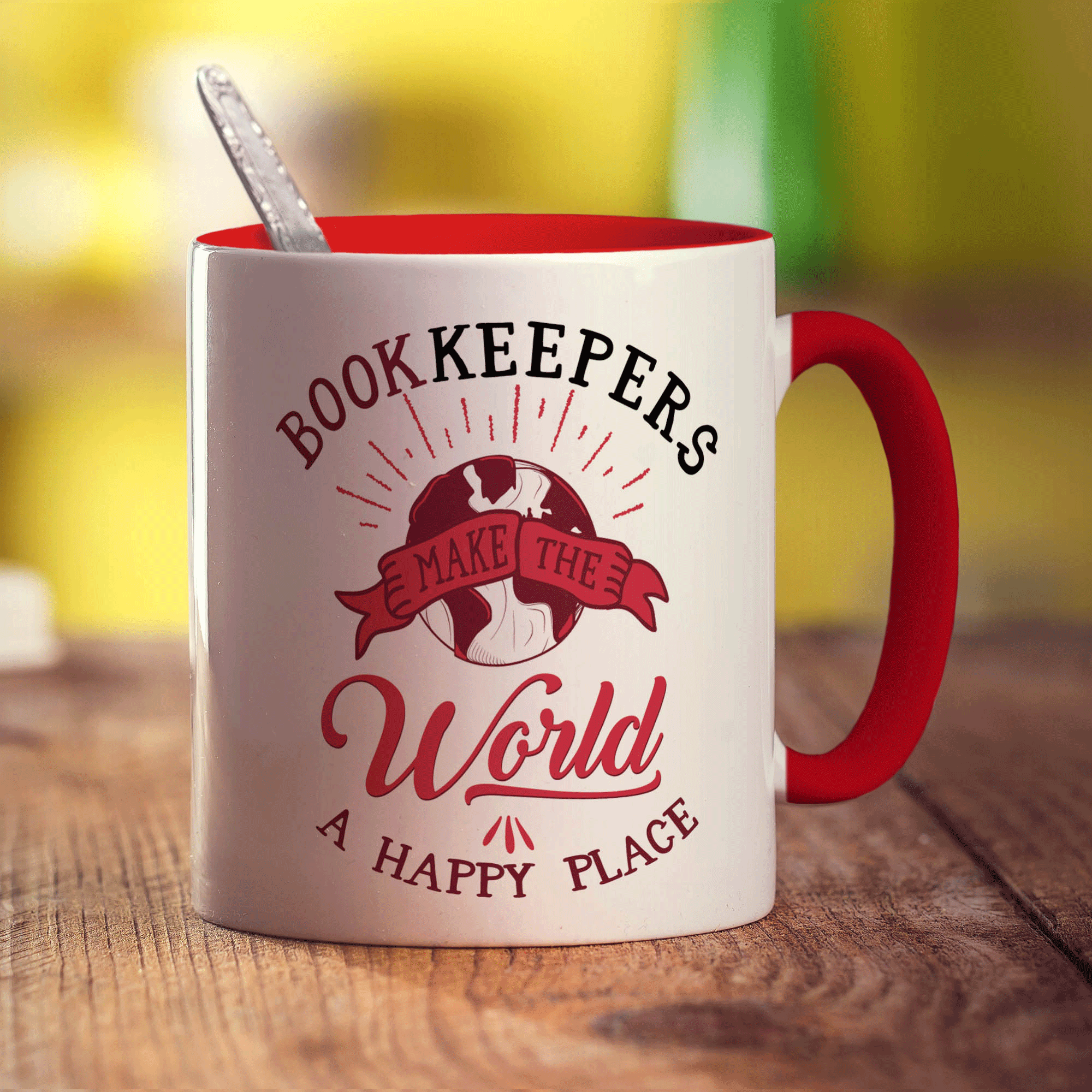 Bookkeepers Make the World a Happy Place Mug - Standard 330ml (11oz) / Red