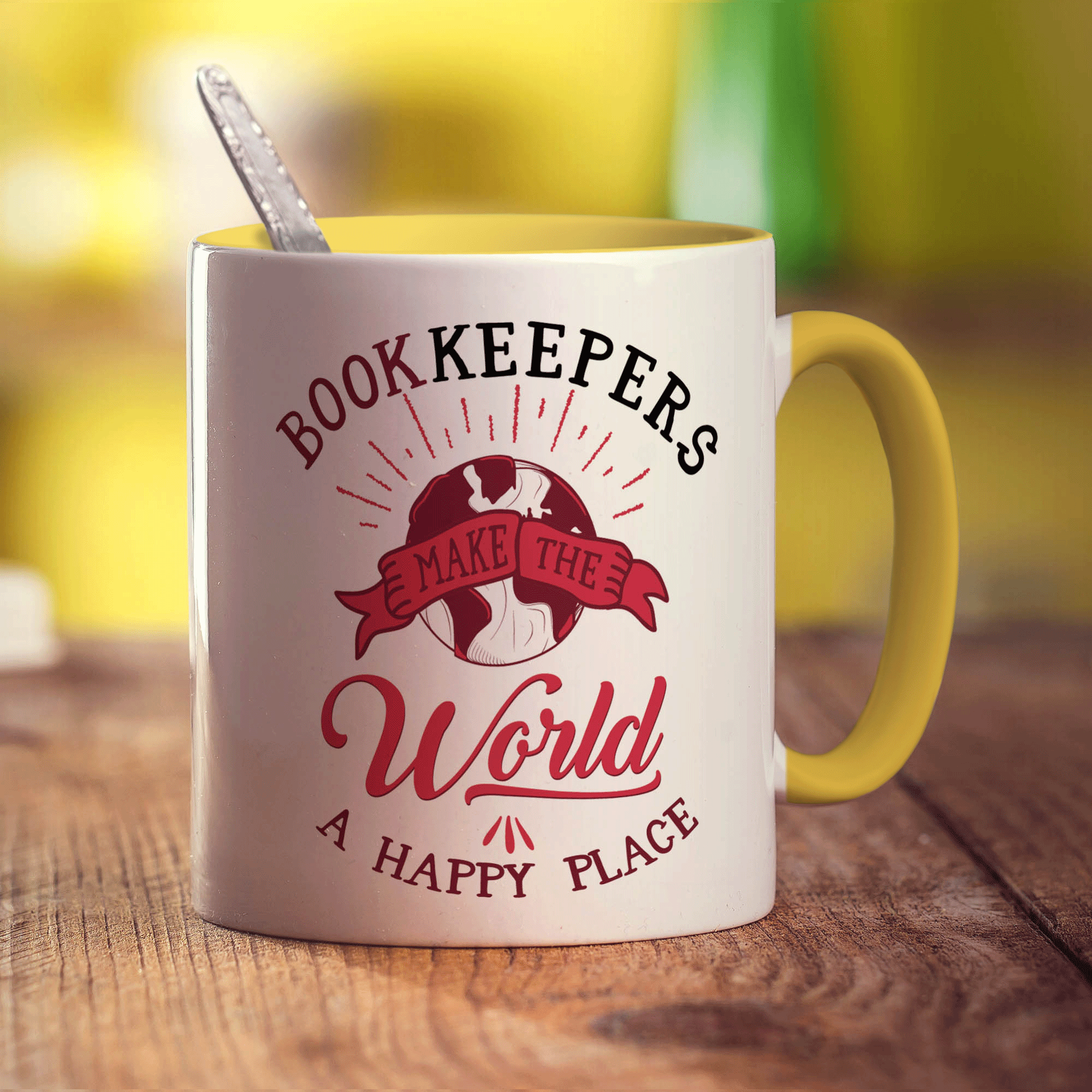 Bookkeepers Make the World a Happy Place Mug - Standard 330ml (11oz) / Yellow