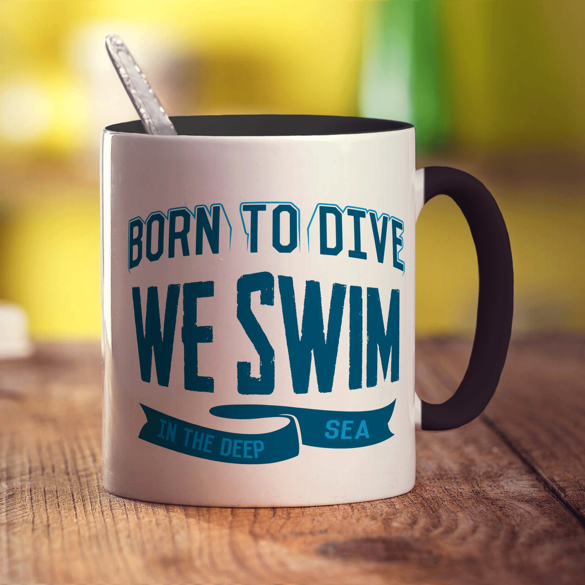Born to Dive, We Swim in the Deep Sea Mug - Standard 330ml (11oz) / Black